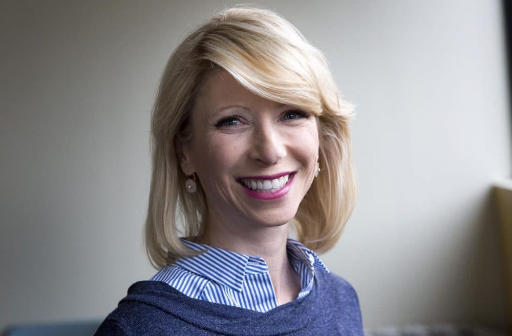Amy Cuddy at the studios of Here &amp; Now in Boston. (Robin Lubbock/WBUR)