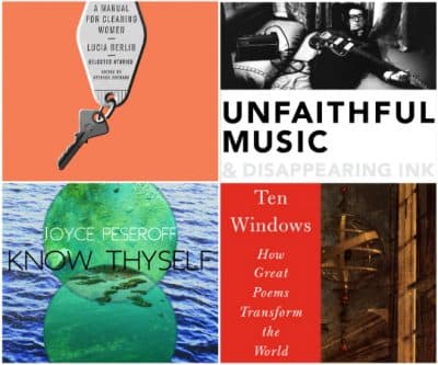 Covers of &quot;A Manual for Cleaning Women,&quot; &quot;Unfaithful Music &amp; Disappearing Ink,&quot; &quot;Know Thyself&quot; and &quot;Ten Windows.&quot; (Courtesy Farrar, Straus and Giroux; Penguin Group; Carnegie Mellon; Knopf)