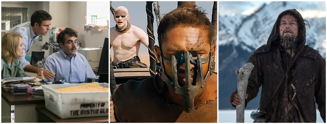Scenes from &quot;Spotlight,&quot; &quot;Mad Max: Fury Road&quot; and &quot;The Revenant.&quot; (Courtesy Open Road Films, Warner Bros. and 20th Century Fox)