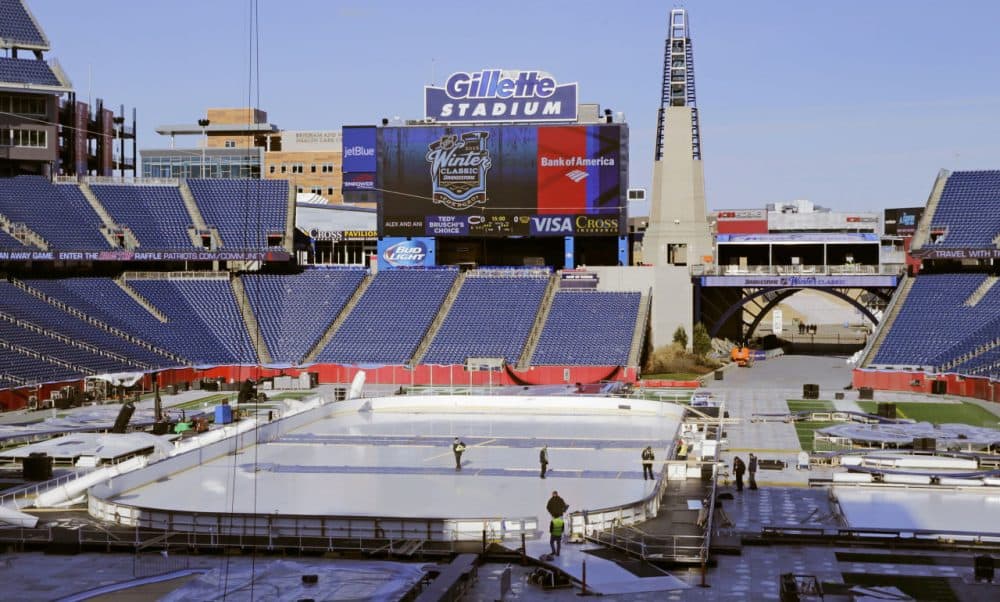 Gillette Stadium, home of the Patriots, is ready to go for this weekend's NHL Winter Classic. (Charles Krupa/AP)
