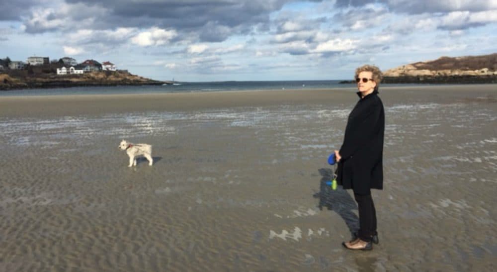 The author pictured with Buddy at Good Harbor Beach in Gloucester, Mass., winter 2013. (Courtesy)