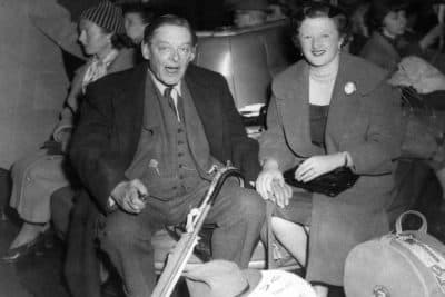 Writer Thomas Stearns Eliot and his wife, Valerie Eliot at Southampton, England, on March 16, 1959, on board the liner Queen Mary, from New York. (AP Photo)