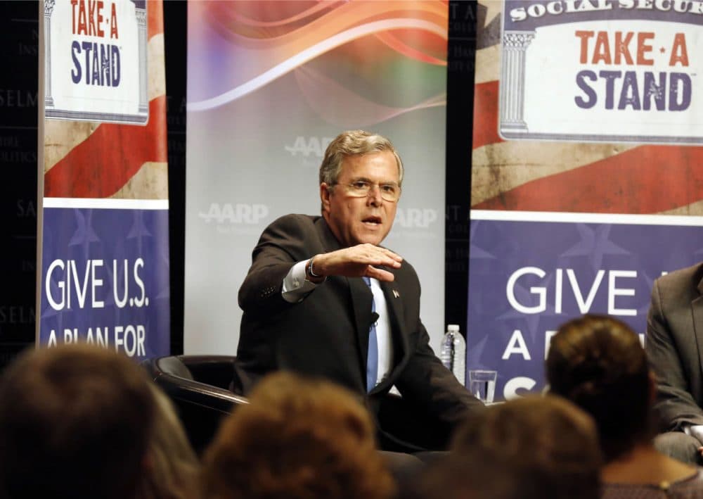 Republican presidential candidate Jeb Bush speaks during a campaign stop in Manchester, N.H. Tuesday. (AP Photo/Jim Cole)