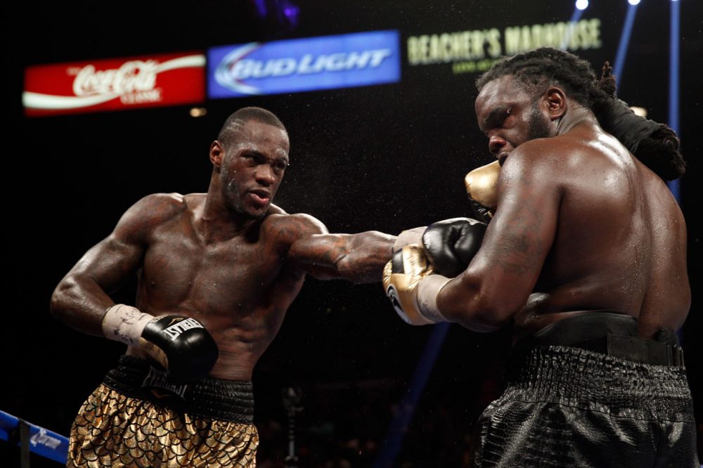 Deontay Wilder, left, is the current WBC heavyweight champion and won a bronze medal in the 2008 Summer Olympics in Beijing. (Steve Marcus/Getty Images)