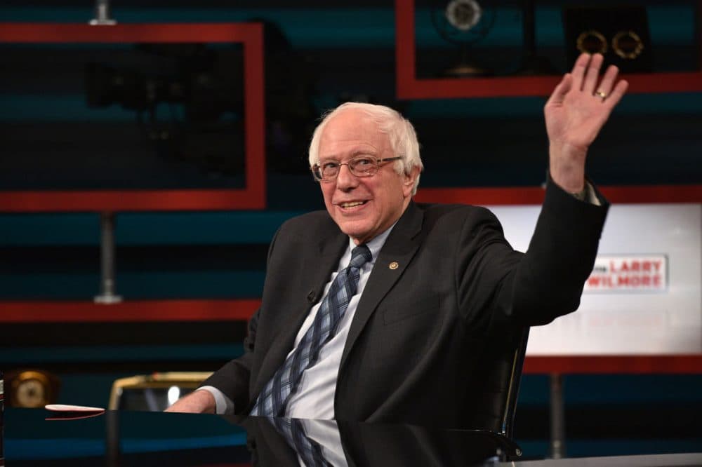 Senator Bernie Sanders on Comedy Central's &quot;The Nightly Show With Larry Wilmore&quot; on January 5 in New York City.  (Bryan Bedder/Getty Images for Comedy Central)