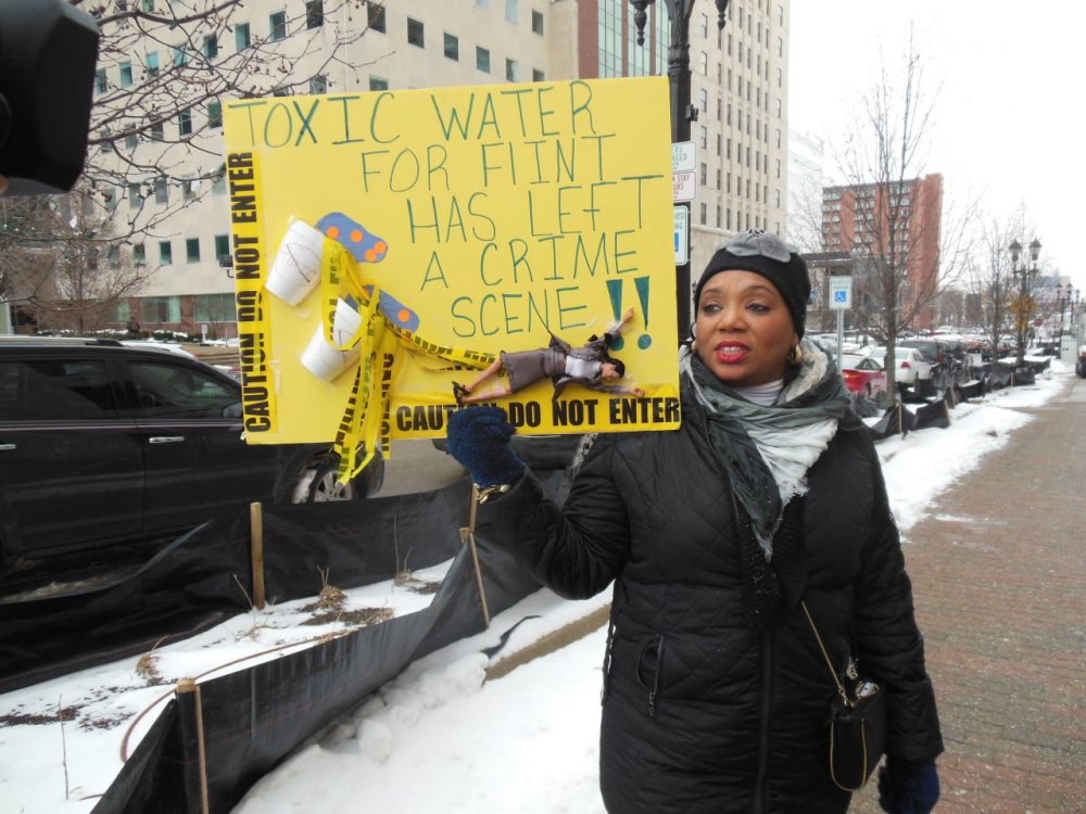 Tonya Burns attends a rally in Lansing, Michigan on January 14. 2016. She wants to see Governor Snyder arrested for criminal negligence. (Lindsey Smith)