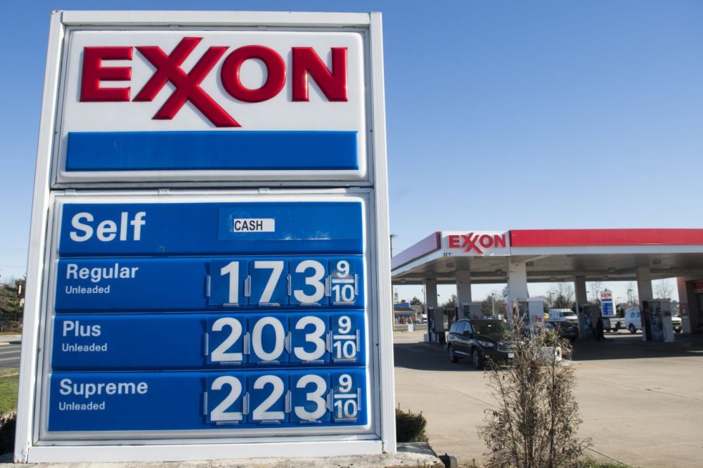 Gas prices are displayed at an Exxon gas station in Woodbridge, Virginia, January 5, 2016. Oil prices fell further January 5 as the crude supply glut overshadowed a diplomatic row between key producers Saudi Arabia and Iran as fuel prices in the US have fallen below $2 per gallon. (Saul Loeb/AFP/Getty Images)