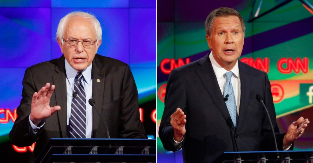 A new WBUR poll of undeclared New Hampshire voters finds that many have yet to make up their minds about who to vote for – or even which party to support. The poll also found that the two candidates those voters like the most are Republican John Kasich and Democrat Bernie Sanders. (AP)