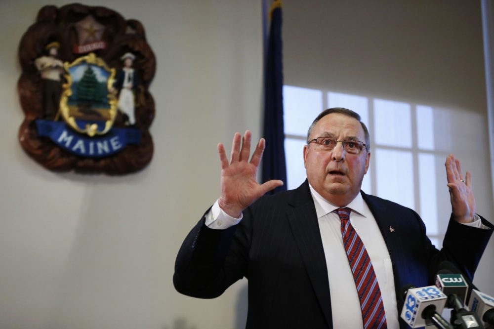 Maine Gov. Paul LePage speaks at a news conference at the State House, Friday, Jan. 8, 2016, in Augusta. (Robert F. Bukaty/AP)