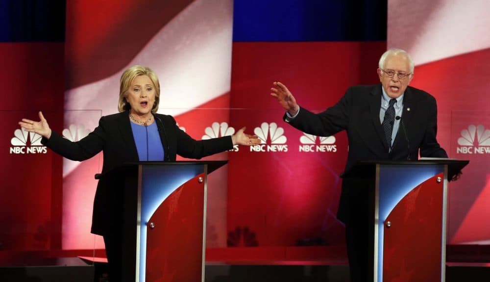 The two Democratic presidential candidates talked over each other throughout the primary debate on Jan. 17. (Mic Smith/AP)