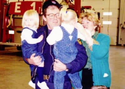 Peter Walsh with his family at the firehouse (Courtesy Katie &amp; Maggie Walsh)