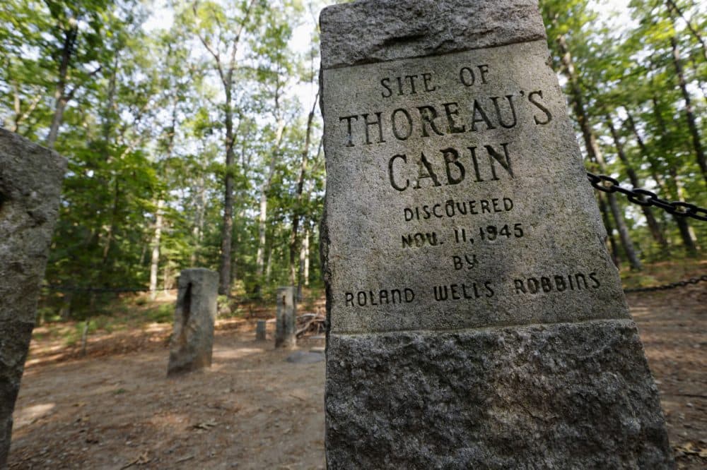 The site of Henry David Throeau's cabin on the shores of Walden Pond in Concord, Mass. (AP Photo/Michael Dwyer)