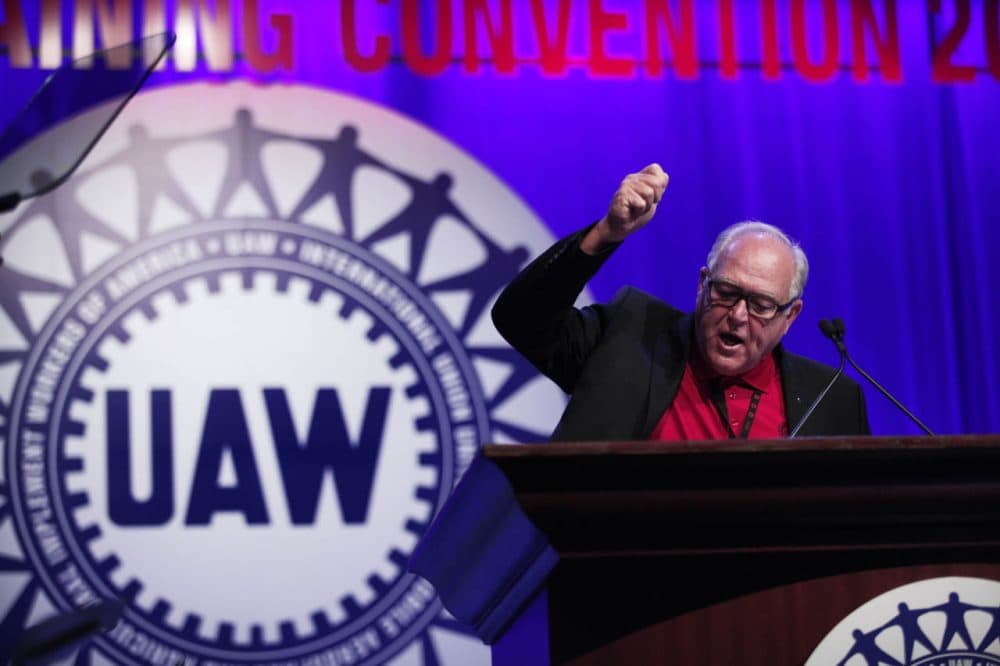 United Auto Workers President Dennis Williams speaks to delegates at the UAW Special Convention on Collective Bargaining at Cobo Center March 25, 2015 in Detroit, Michigan. The Special Convention is held every four years. Approximately 900 delegates from UAW unions in the U.S. and Canada attended the event. (Bill Pugliano/Getty Images)