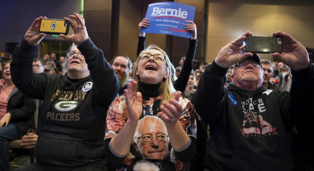 Supporters cheer as Democratic presidential candidate Sen. Bernie Sanders, I-Vt., speaks during a campaign rally, on Saturday, Jan. 30, 2016, in Cedar Rapids, Iowa. (Evan Vucci/AP)