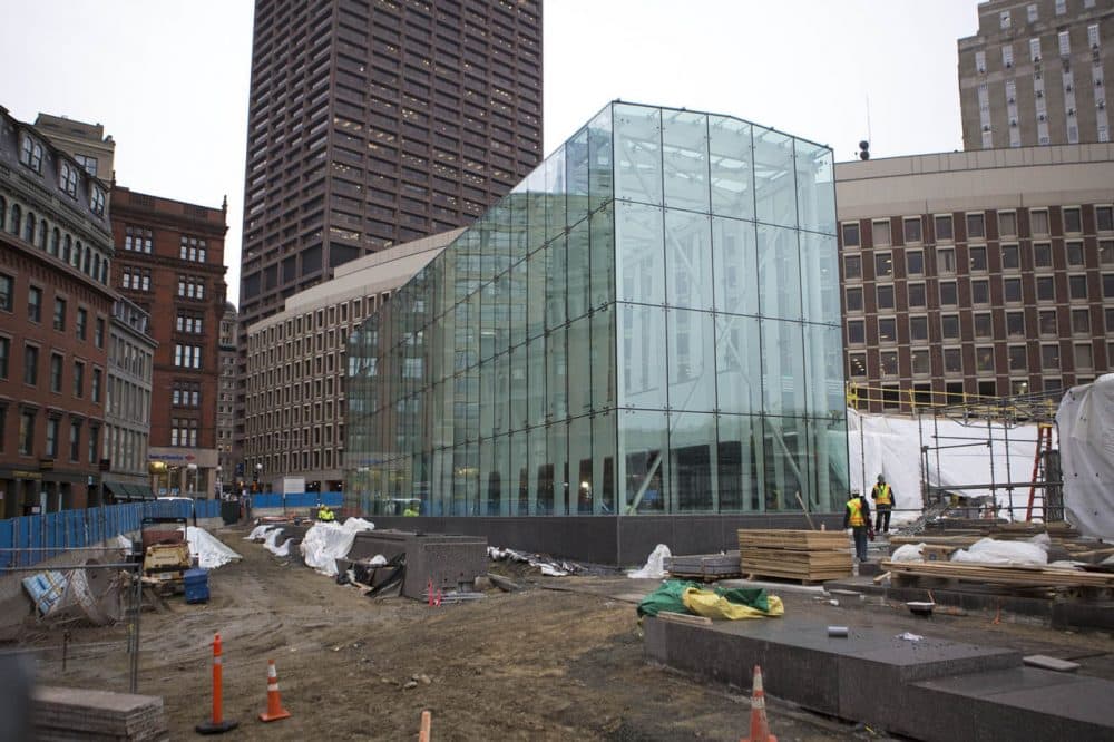 The MBTA's new Government Center station, pictured here on Feb. 3, is set to reopen on March 21 after a two-year renovation project. (Jesse Costa/WBUR)
