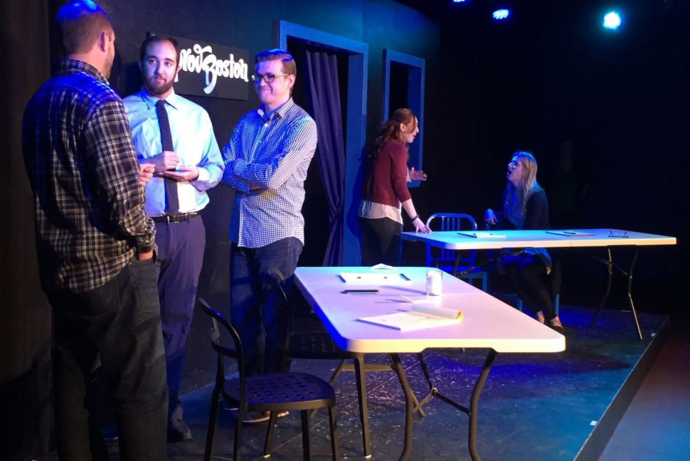 A scene from the ImprovBoston show, &quot;WIPR: Improvised Public Radio.&quot; (Courtesy ImprovBoston)
