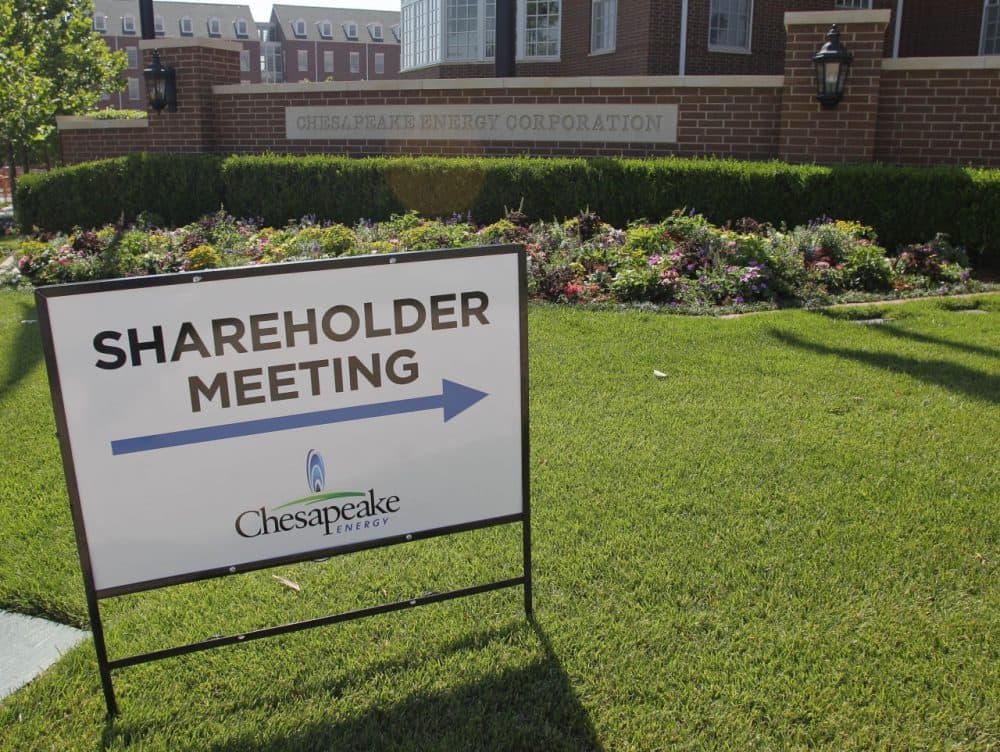 A sign stands in front of the Chesapeake Energy Corp. campus in Oklahoma City, Friday, June 8, 2012, where the annual shareholders meeting is taking place. Chesapeake Energy Corp. (Sue Ogrocki/AP)