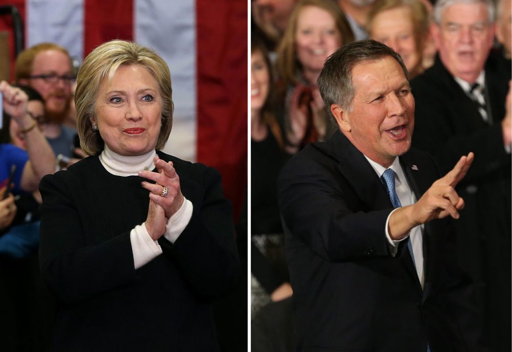 Democrat Hillary Clinton and Republican John Kasich were the second-place finishers in the New Hampshire primary. (Justin Sullivan, Andrew Burton/Getty Images)