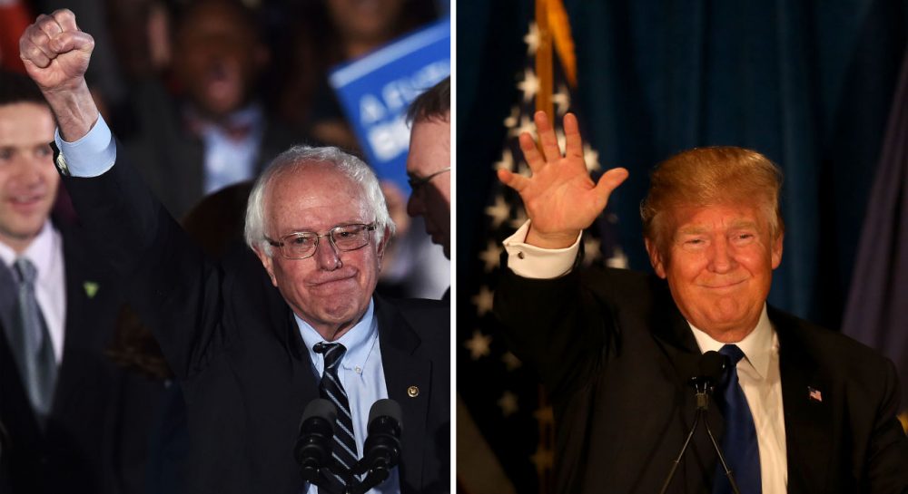 Democrat Bernie Sanders (left) and Republican Donald Trump (right) won decisive victories in the New Hampshire primaries. (Jewel Samad, Joe Raedle/Getty Images)