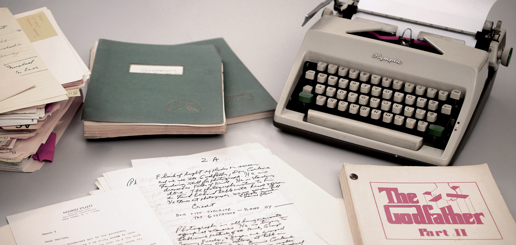 Mario Puzo's 1965 Olympia typewriter with manuscripts and versions of both Godfather I and II screenplays. (RR Auction via AP)
