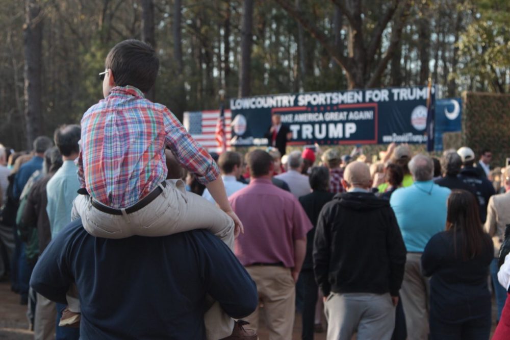 Supporters from across South Carolina attend a Donald Trump rally in the rural town of Walterboro on Wednesday, February 17th. (Dean Russell/Here &amp; Now)