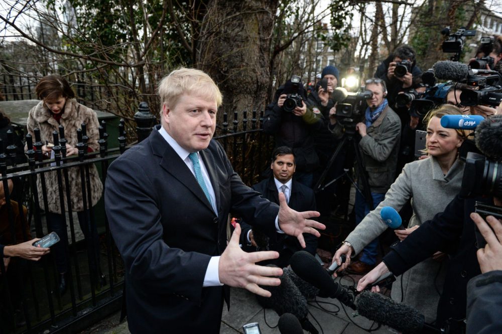 Mayor of London Boris Johnson announces that he will be backing the 'Leave EU' campaign whilst speaking to the press outside his London home on February 21, 2016 in London, England. Mr Johnson announced his intentions for the EU referendum and to which campaign he will lend his support.  (Chris Ratcliffe/Getty Images)