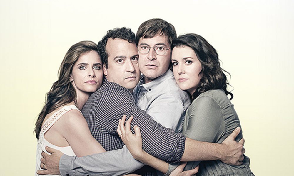 Amanda Peet, Steve Zissis, Mark Duplass and Melanie Lynskey, stars of the HBO series &quot;Togetherness.&quot; (HBO)