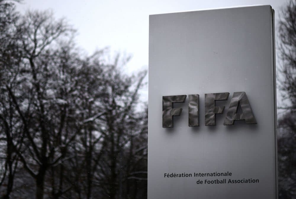 A FIFA logo is seen near FIFA headquarters, ahead of tomorrow's FIFA Congress to elect a new FIFA president at Hallenstadion on February 25, 2016 in Zurich, Switzerland.  (Matthias Hangst/Getty Images)