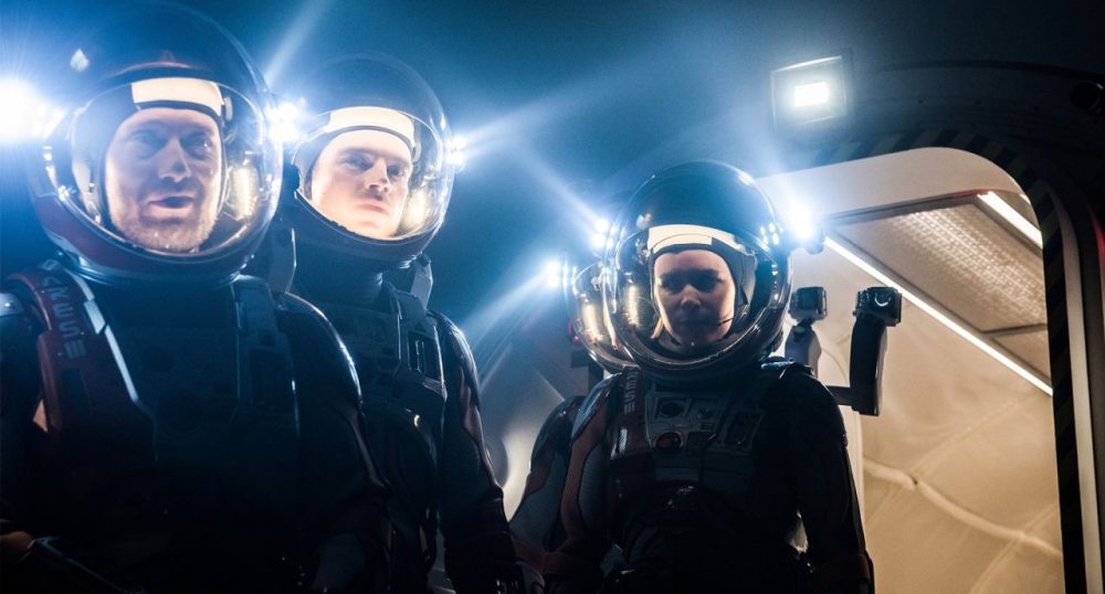 From left to right, Aksel Hennie as Alex Vogel, Sebastian Stan as Chris Beck and Kate Mara as Beth Johanssen in &quot;The Martian.&quot; (Courtesy 20th Century Fox)