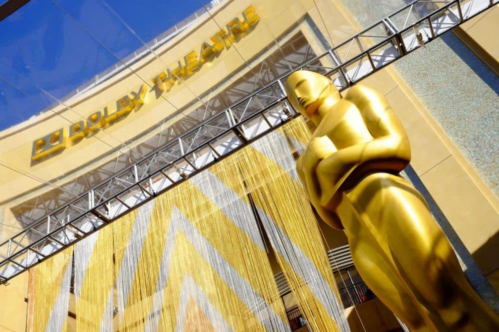 View of the Oscar statue in front of the Dolby Theatre at the 88th Annual Academy Awards red carpet roll out held at Hollywood &amp; Highland, Hollywood, California, on February 24, 2016.
(Valerie Macon/AFP/Getty Images)