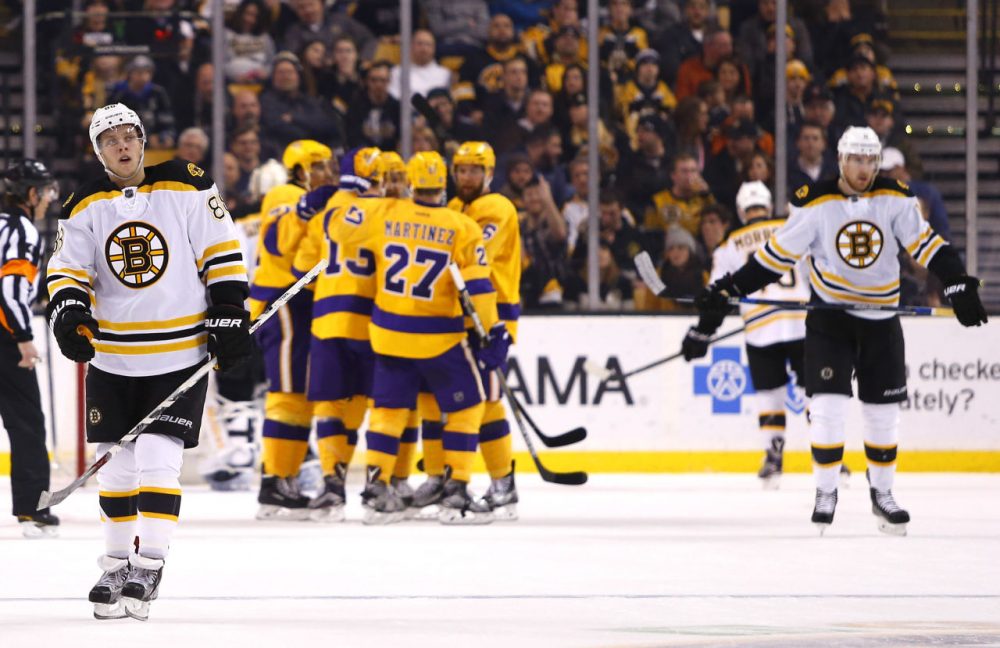 The Bruins turned in a historically bad performance in Tuesday night's 9-2 loss to the LA Kings. (Winslow Townson/AP)
