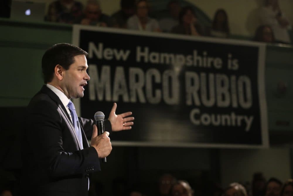 Sen. Marco Rubio speaks during a campaign event, Tuesday in Exeter, New Hampshire. (Steven Senne/AP)
