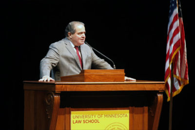 In this file photo, U.S. Supreme Court Justice Antonin Scalia  speaks at the University of Minnesota as part of the law school's Stein Lecture series, Tuesday, Oct. 20, 2015, in Minneapolis. Scalia passed away on February 13, 2016. (AP Photo/Jim Mone)