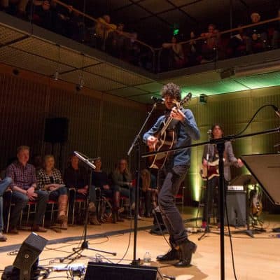 Will Dailey performs at Calderwood Hall at the  Isabella Stewart Gardner Museum as part of the Rise music series. (Joe Difazio for WBUR)