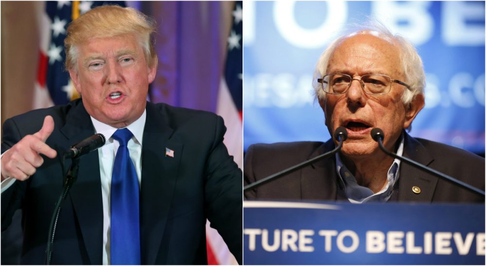 Tom Keane: For both parties, the story of this election so far has been a story of voter anger and distrust -- a potent and growing phenomenon. Donald Trump has tapped into it perfectly. But so too has Bernie Sanders. (Both photos/AP)

