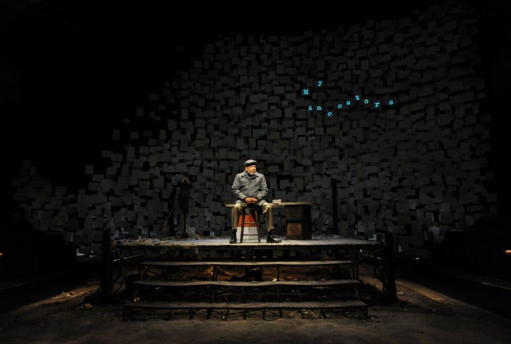 Eugene Lee plays August Wilson in &quot;How I Learned What I Learned.&quot; The remains of a boxing ring make up much of the stage design. (Courtesy Huntington Theatre Company)