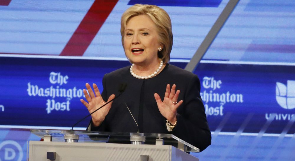 “I am not a natural politician, in case you haven’t noticed, like my husband or President Obama,&quot; Hillary Clinton said at the Univision, Washington Post Democratic presidential debate at Miami-Dade College, Weds., March 9, 2016, in Miami, Fla. (Wilfredo Lee/AP)