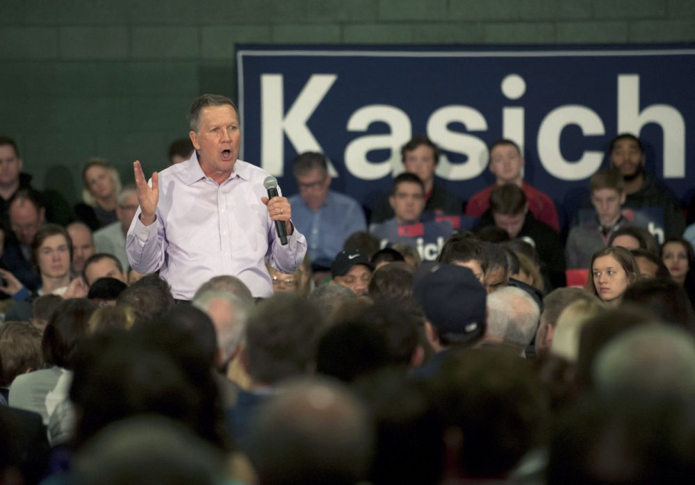 Ohio Governor and Republican presidential candidate John Kasich speaks to supporters at the Ehrnfelt Recreation Center on March 13, 2016 in Strongsville, Ohio. (Jeff Swensen/Getty Images)