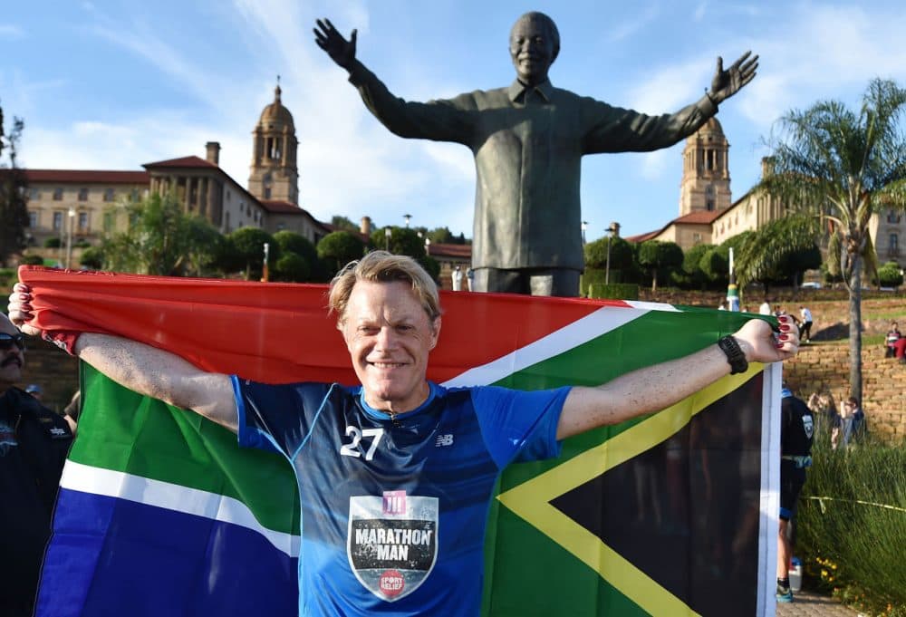 Eddie Izzard is typically known for his comedy and acting...and now he's known for running 27  marathons in 27 days for charity. (AP Photo)