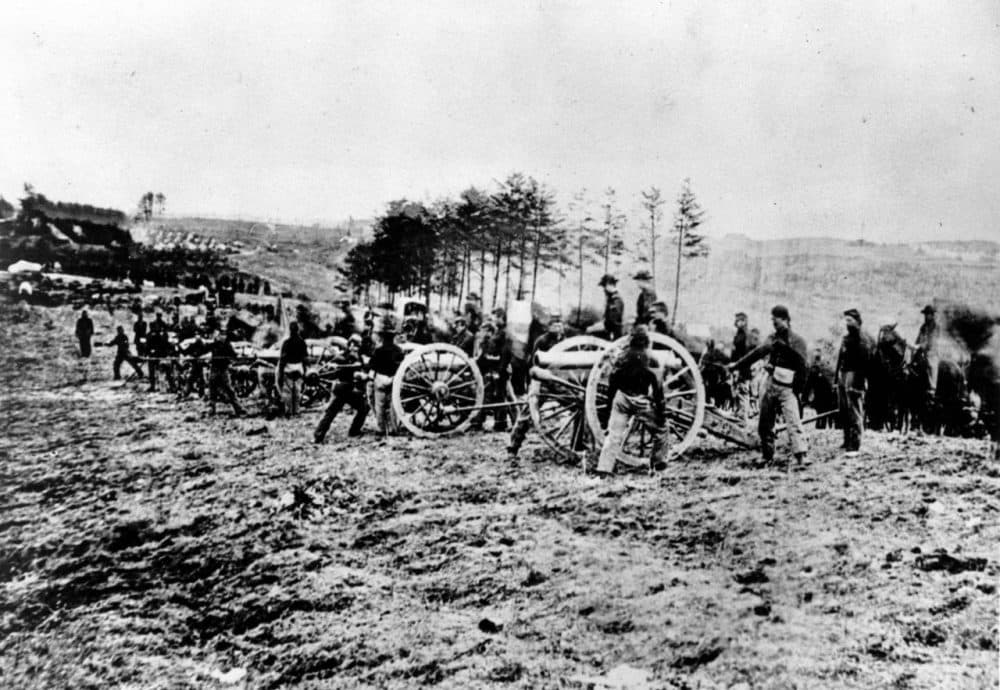 This photo shows a scene from the Battle of Fredericksburg. The battle, which took place on Dec. 13-15, 1862, was a victory for the Confederate troops under Gen. Robert E. Lee. This photograph is the first taken of the American Army in combat. (Mathew B. Brady/AP)