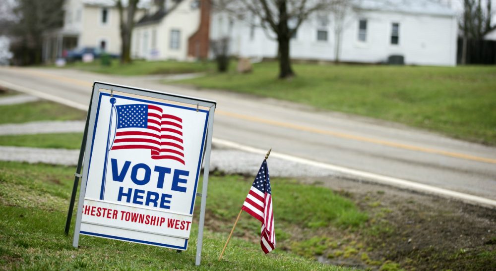 With the campaign craziness at full boil, people are struggling to figure out who to vote for and how to avoid arguments. In this photo, a sign is posted outside a polling place during a primary election Tuesday, March 15, 2016, in Chesterville, Ohio. (Matt Rourke/AP)