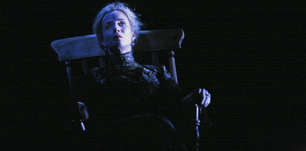 Lisa Dwan appears in three plays by Samuel Beckett at the Paramount. (Courtesy John Haynes/ArtsEmerson)