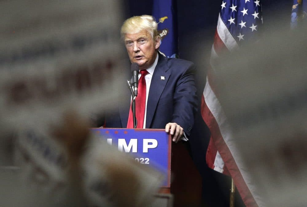 GOP candidate Donald Trump speaks at a campaign rally in Bethpage, New York. (Julie Jacobson/AP)