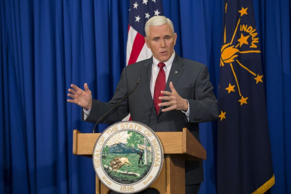 Women are trolling Indiana Gov. Mike Pence in a social media campaign called &quot;Periods for Pence,&quot; to protest a recent abortion law, that would require women to cremate or bury fetal remains.  (Aaron P. Bernstein/Getty Images)