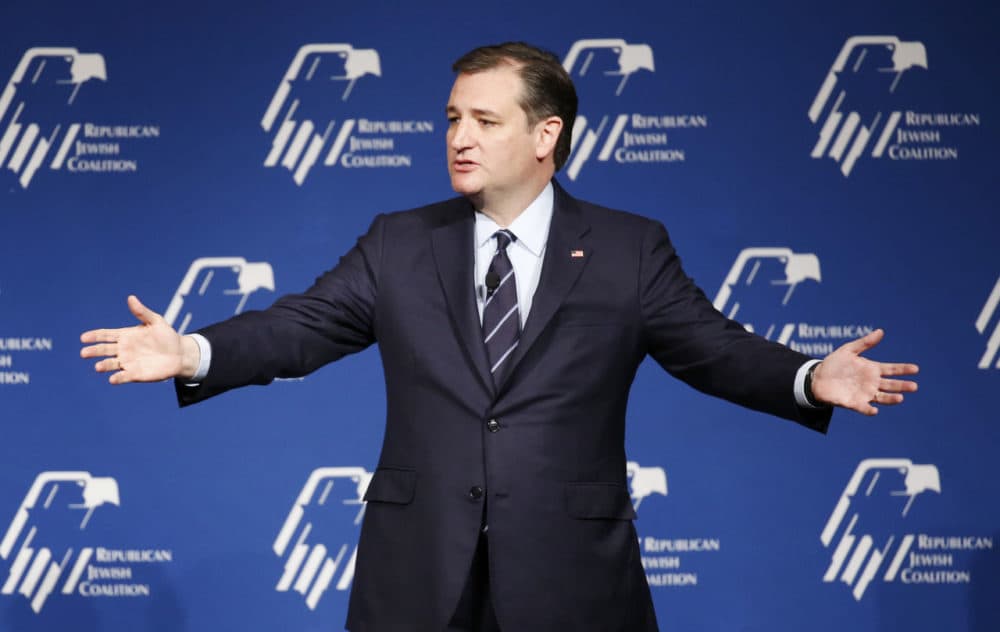 Sen. Ted Cruz speaks at the Republican Jewish Coalition spring leadership meeting on Saturday in Las Vegas. (John Locher/AP)