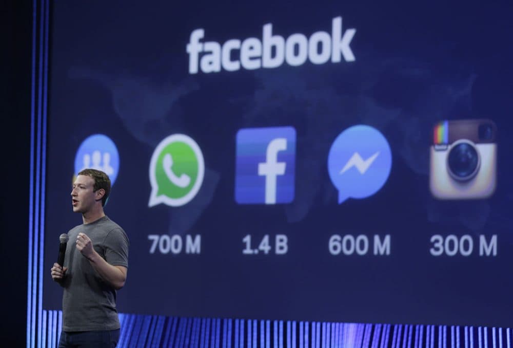 Facebook CEO Mark Zuckerberg gives the keynote address during the 2015 Facebook F8 Developer Conference in San Francisco. (Eric Risberg/AP)