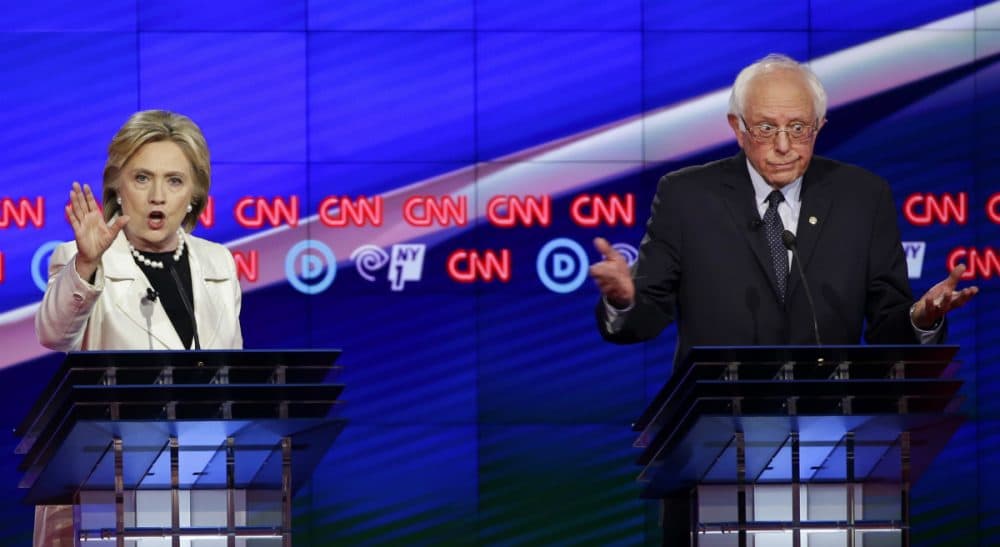 After months of civility on the campaign trail, the gloves have come off of Clinton, Sanders -- and their supporters. In this photo, the candidates are pictured at the CNN Democratic Presidential Primary Debate at the Brooklyn Navy Yard Thursday, April 14, 2016, New York. (Seth Wenig/AP)