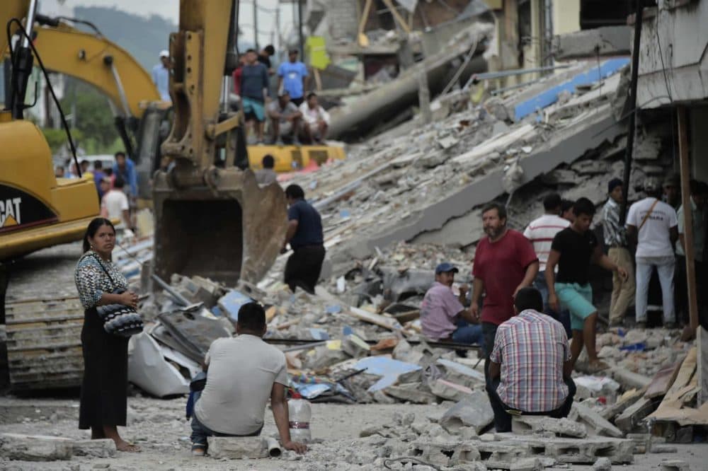 Picture taken in one of Ecuador's worst-hit towns, Pedernales, a day after a 7.8-magnitude quake hit the country, on April 17, 2016. Rescuers in Ecuador raced to dig out victims trapped under the rubble of homes and hotels on Sunday after a powerful 7.8-magnitude earthquake killed at least 246. (Rodrigo Buendia/AFP/Getty Images)