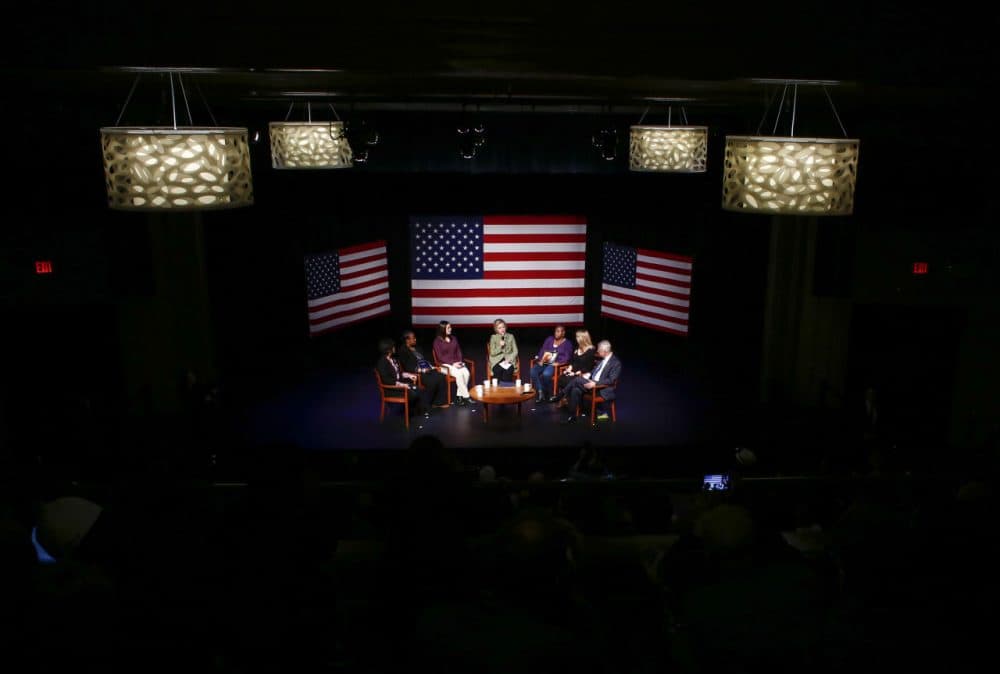 Democratic presidential candidate Hillary Clinton speaks during a &quot;Meeting Discussion on Gun Violence Prevention&quot; at Landmark Theater in Port Washington, New York on April 11,2016. / (Kena Betancur/AFP/Getty Images)