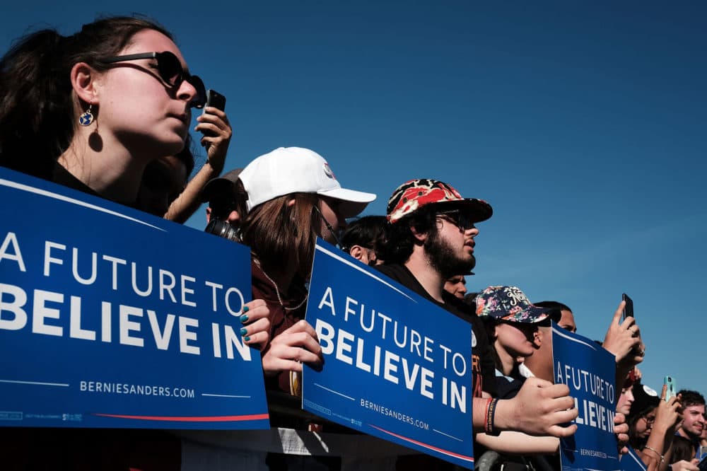 Throngs of supporters listen as Democratic presidential candidate Bernie Sanders speaks at Prospect Park in Brooklyn on April 17, 2016. (Spencer Platt/Getty Images)